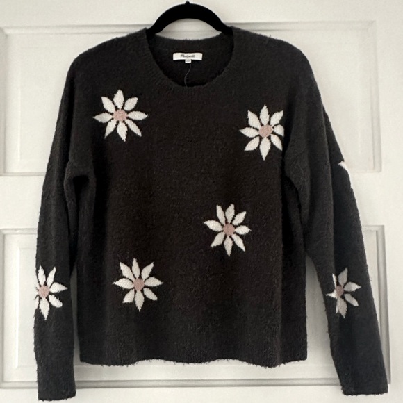 Madewell Floral pullover sweater in Marled Ivy color. - Picture 5 of 10